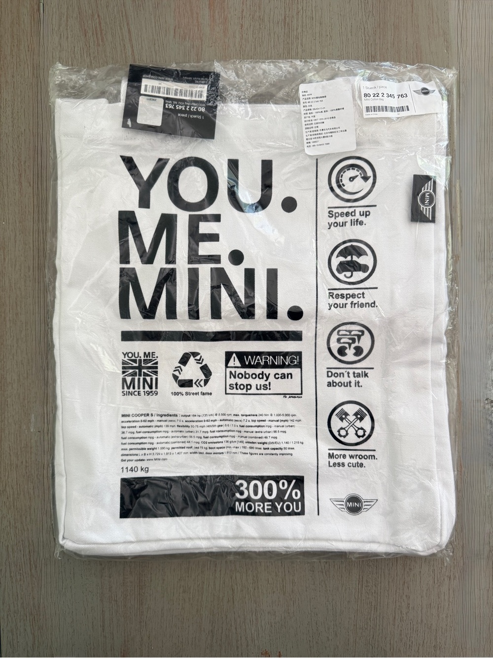 MINI Cooper Limited Release Tote Shopping Bag 2014 You Me Mini Green Lining NWT